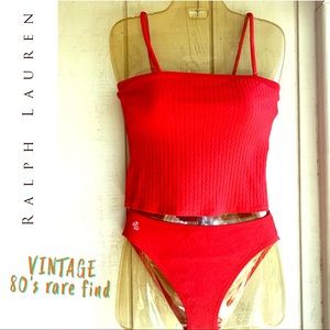 Vintage Red Ralph Lauren Tankini Swimsuit Bikini